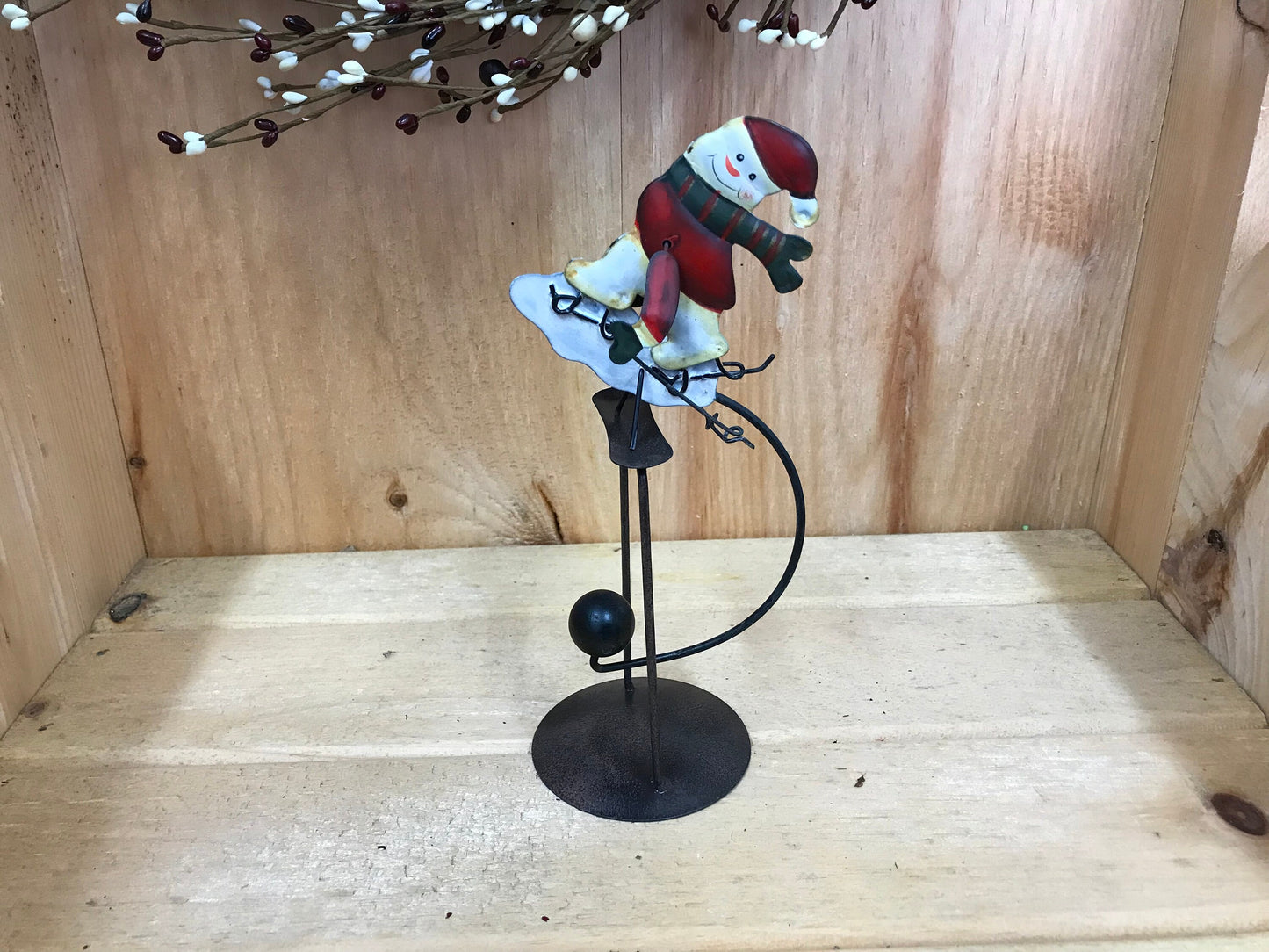 10‘’ little snowman skiing tin balance