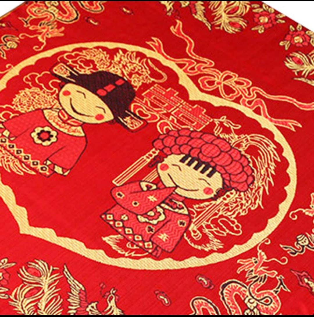 Double Sided Cartoon Bride and Groom Happiness kneeling Pad/Cushions For Wedding/Tea Ceremony(Set of 2)