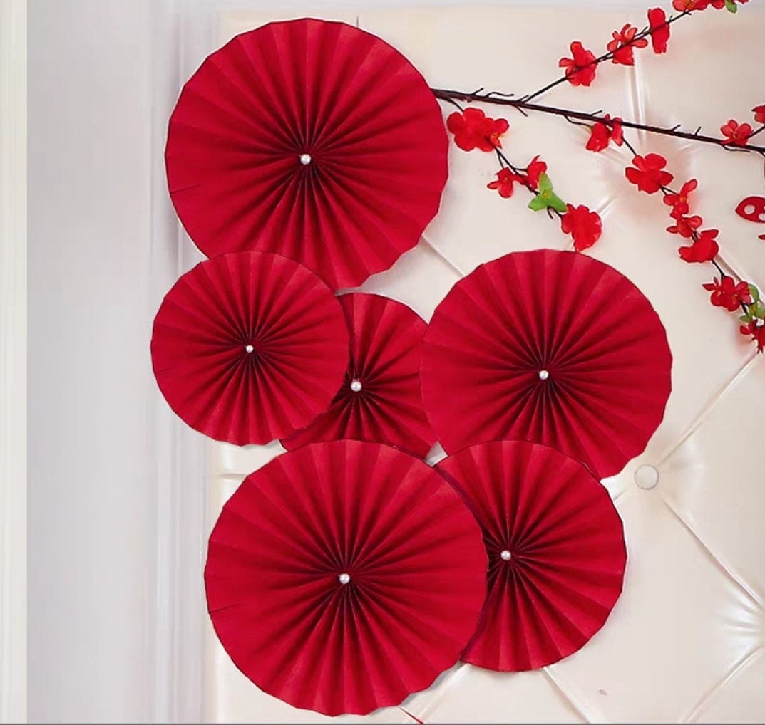 Red Double Happiness Paper Pinwheels/Traditional Wedding Wall Decorations