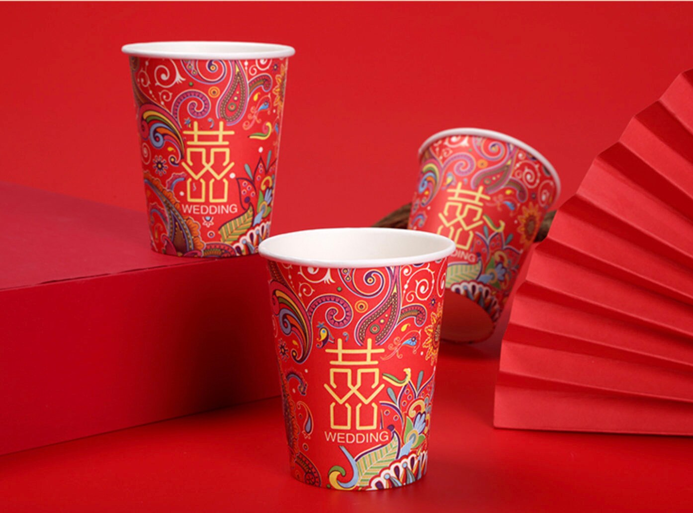 50pcs Oriental Wedding Disposable Paper Cups For Parties/Tea Cups/Coffee Cups/Beverages