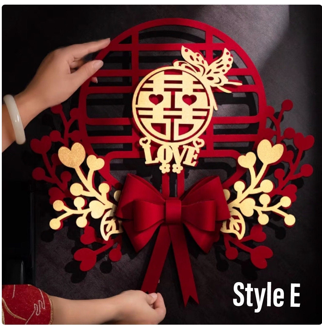 17’’ Oriental Wedding Double Happiness Wall sticks/Wedding Door Decorations/Xi Decorations