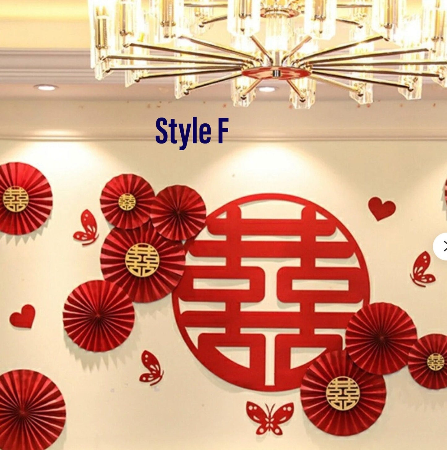 Red Double Happiness Paper Pinwheels With Any Shaped Xi/Traditional Wedding Wall Decoration