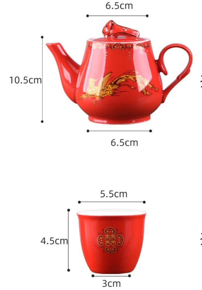 Traditional Wedding Happiness Xi Tea Set With Tray For Tea Ceremony
