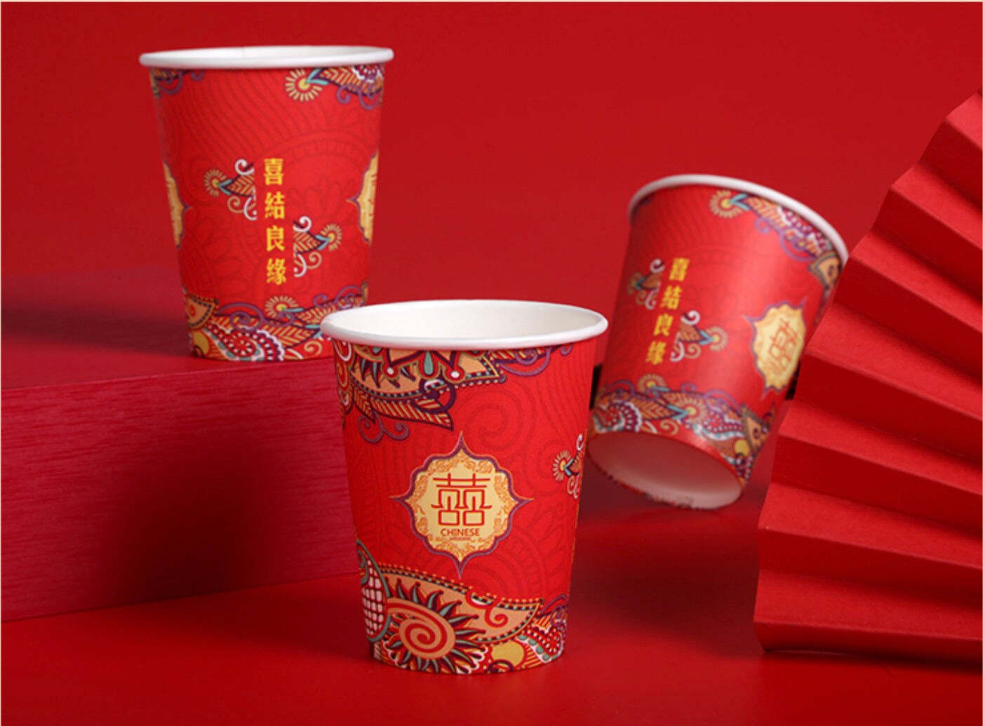50pcs Oriental Wedding Disposable Paper Cups For Parties/Tea Cups/Coffee Cups/Beverages