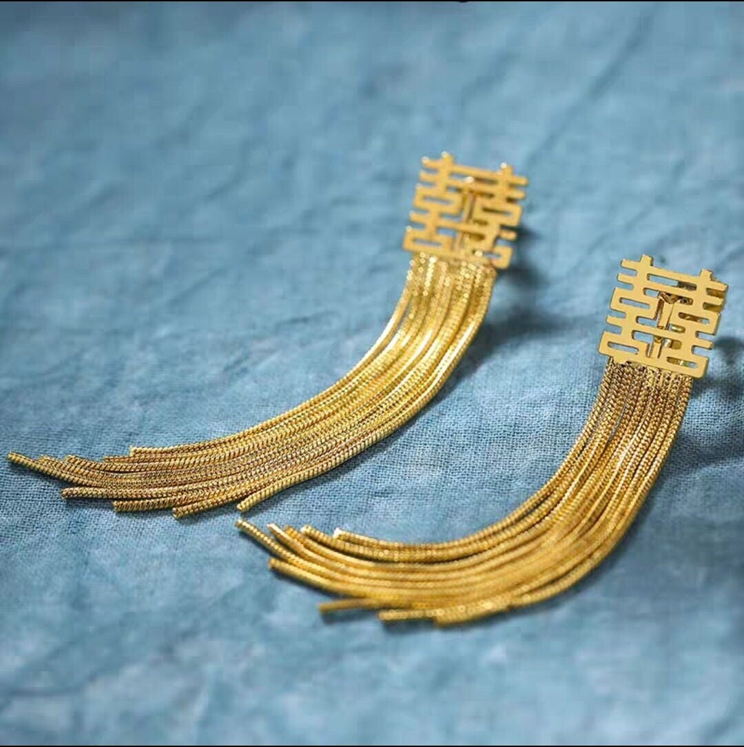 Oriental wedding hair pin/wedding Xi earring