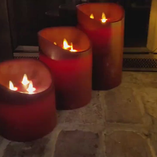 LED Candles with 3 Flickering Wicks (Cream and Mahogany)
