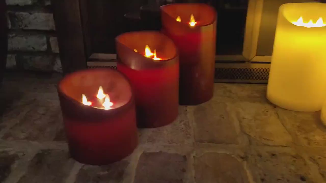 LED Candles with 3 Flickering Wicks (Cream and Mahogany)