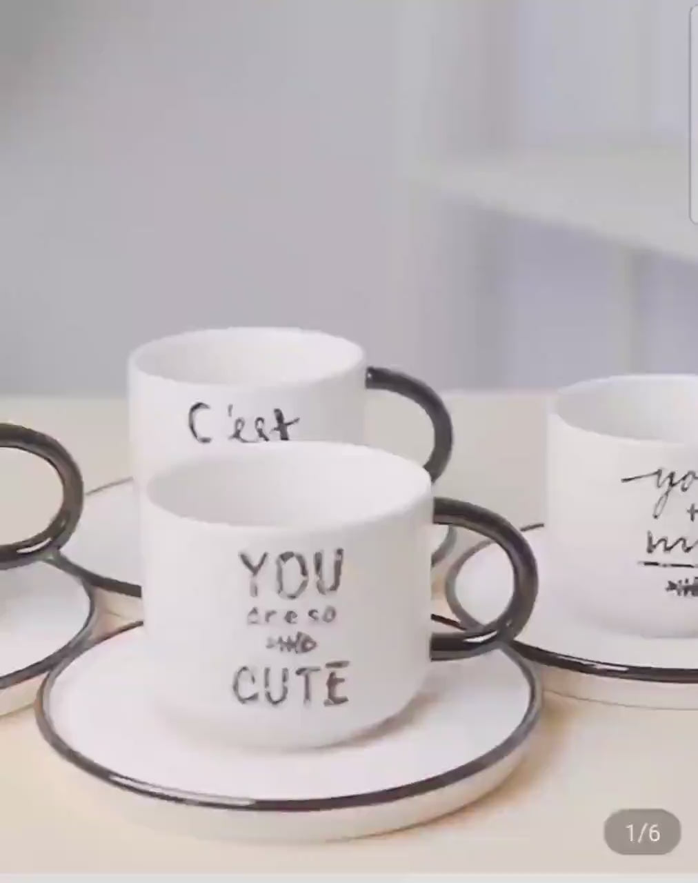 Ceramic Cute Cat Pattern Cup with Saucers/Kitty Coffee Mugs/Best Gift for Cat Tea Coffee Lovers
