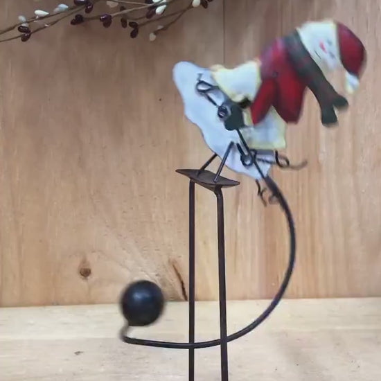 10‘’ little snowman skiing tin balance