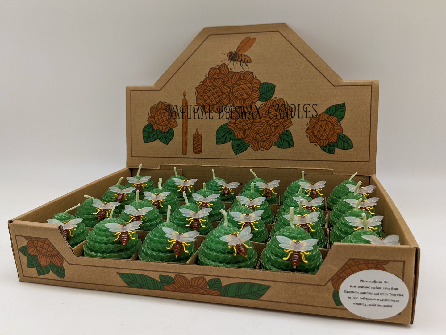 Green Natural Beeswax Candles (set of 24)