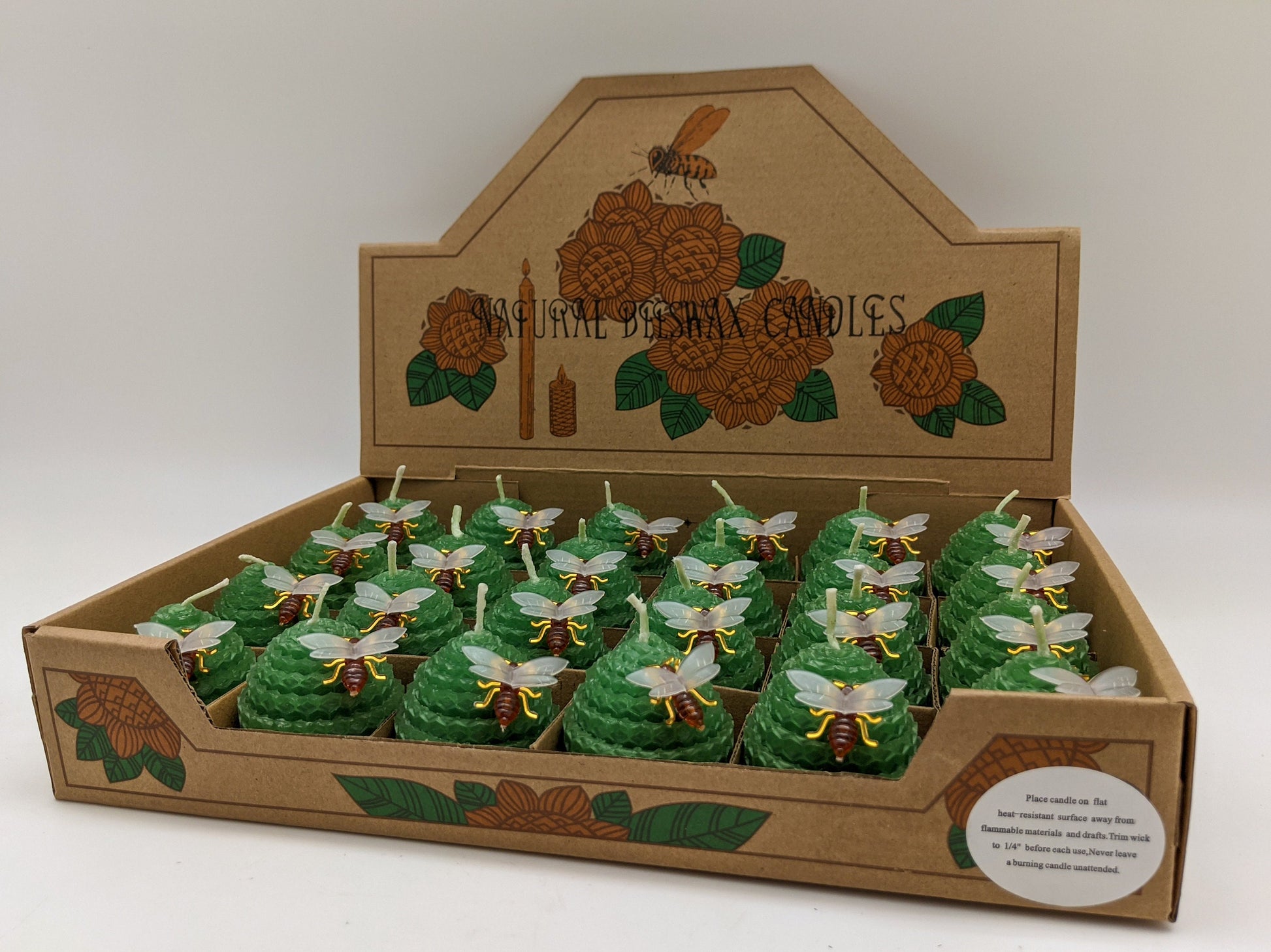 Green Natural Beeswax Candles (set of 24)
