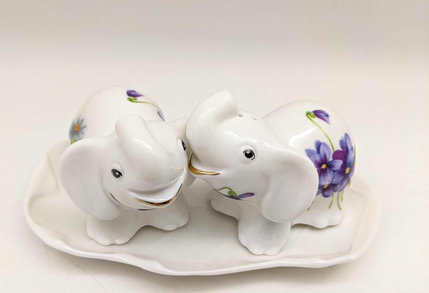 Porcelain Elephant Salt & Pepper Shakers