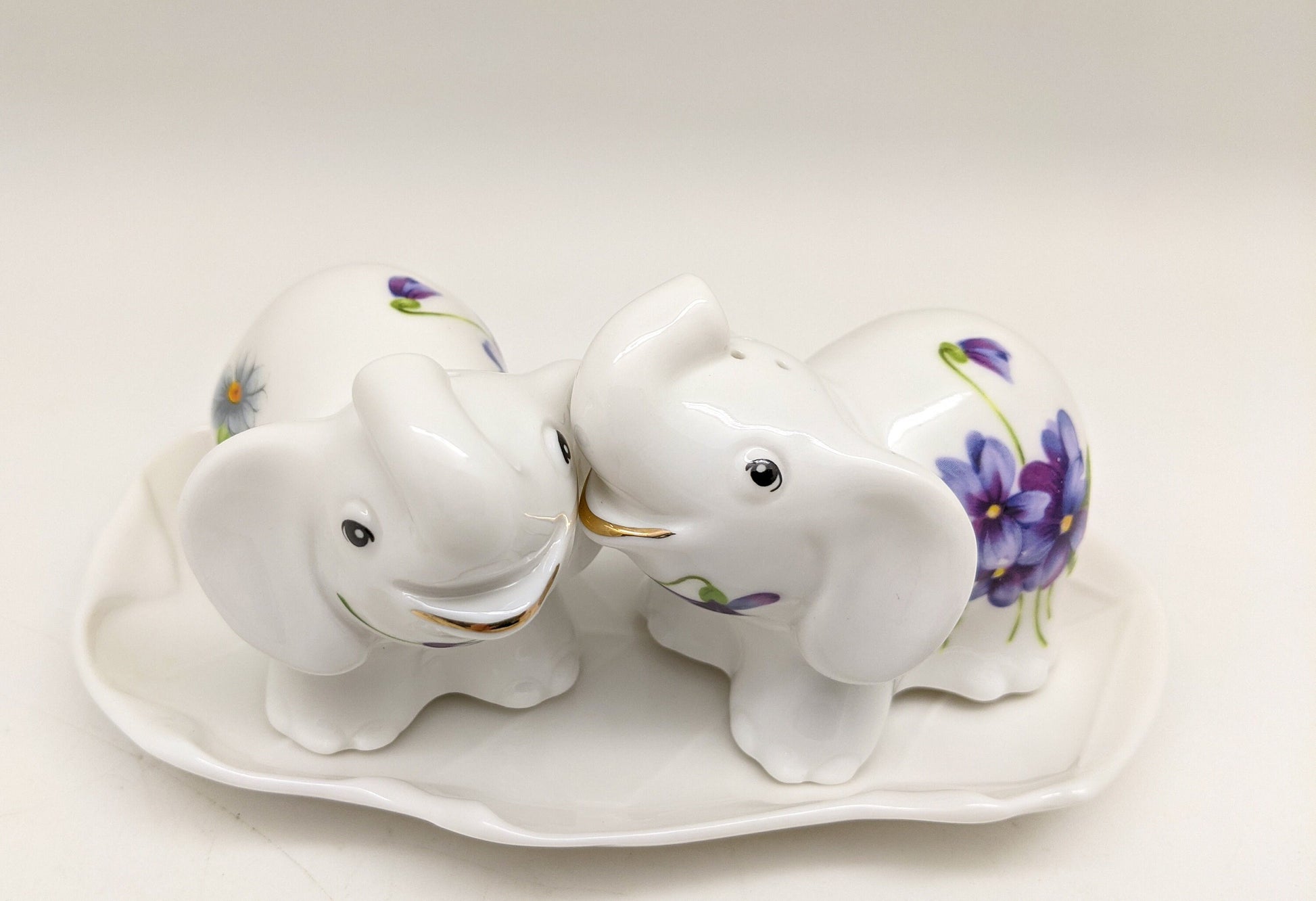 Porcelain Elephant Salt & Pepper Shakers