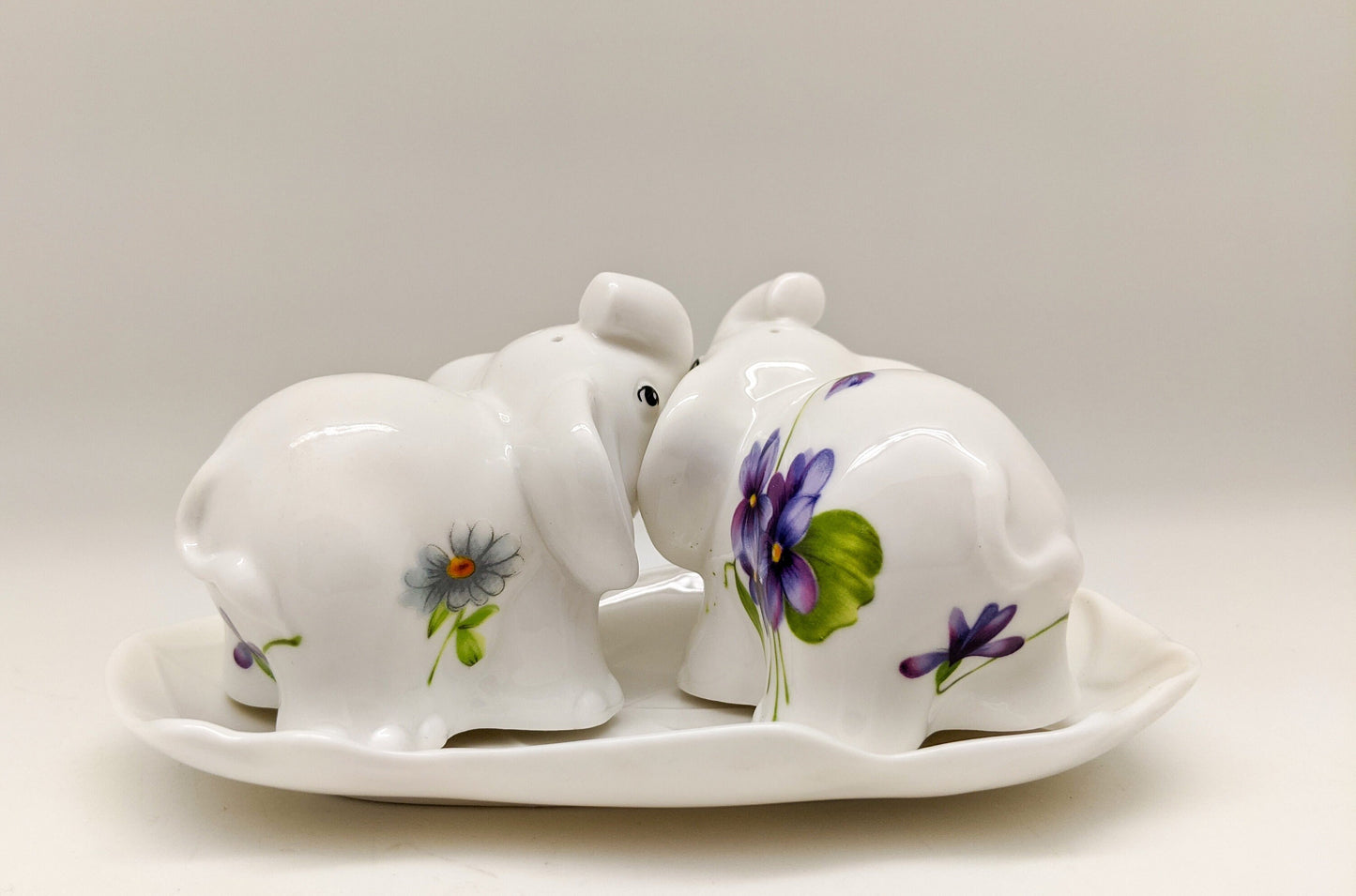 Porcelain Elephant Salt & Pepper Shakers