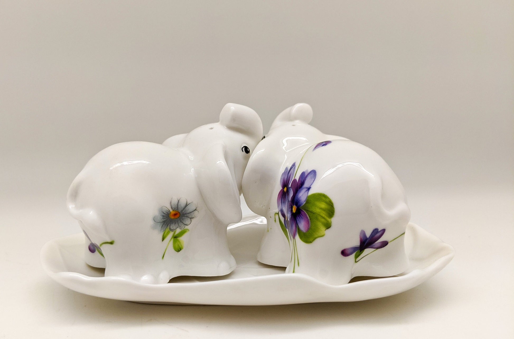 Porcelain Elephant Salt & Pepper Shakers