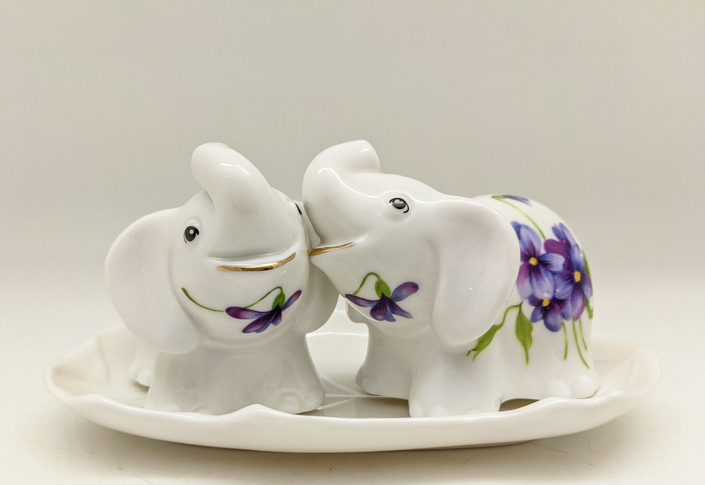 Porcelain Elephant Salt & Pepper Shakers