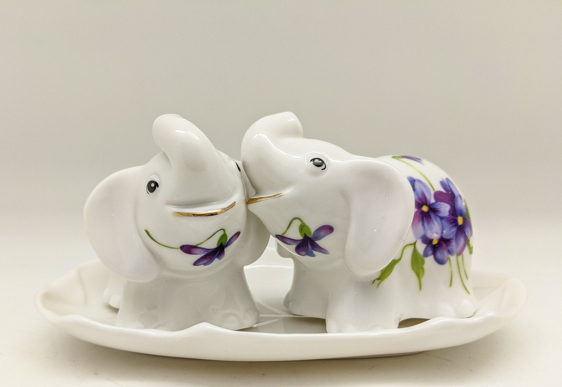 Porcelain Elephant Salt & Pepper Shakers
