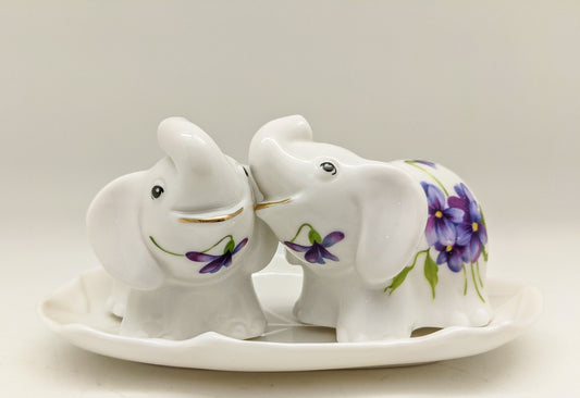 Porcelain Elephant Salt & Pepper Shakers
