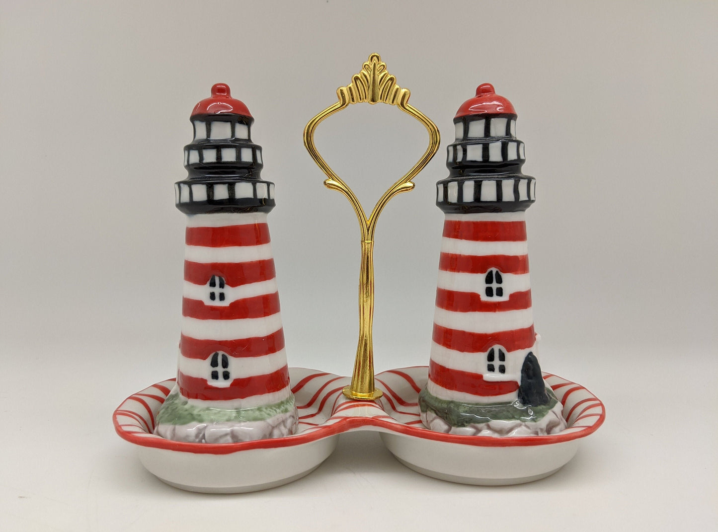 Porcelain Lighthouse Salt & Pepper Shakers