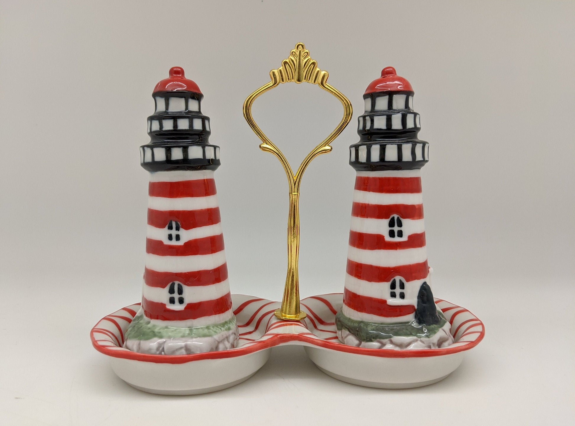 Porcelain Lighthouse Salt & Pepper Shakers
