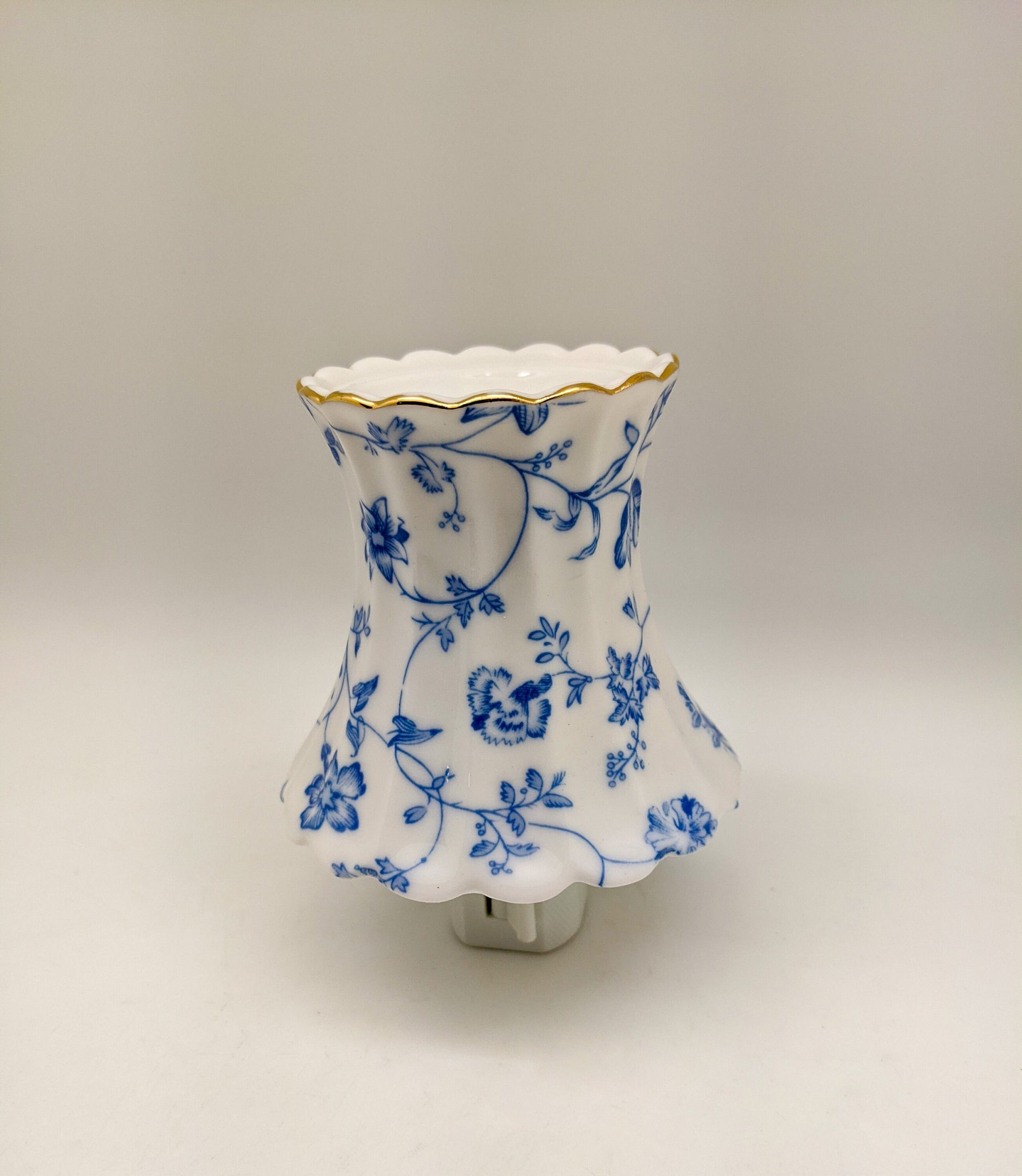 Blue Floral Lamp Nightlight (14k gold)/Oil Burner