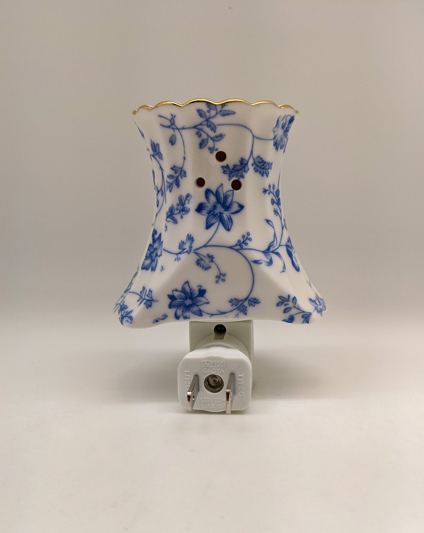 Blue Floral Lamp Nightlight (14k gold)/Oil Burner