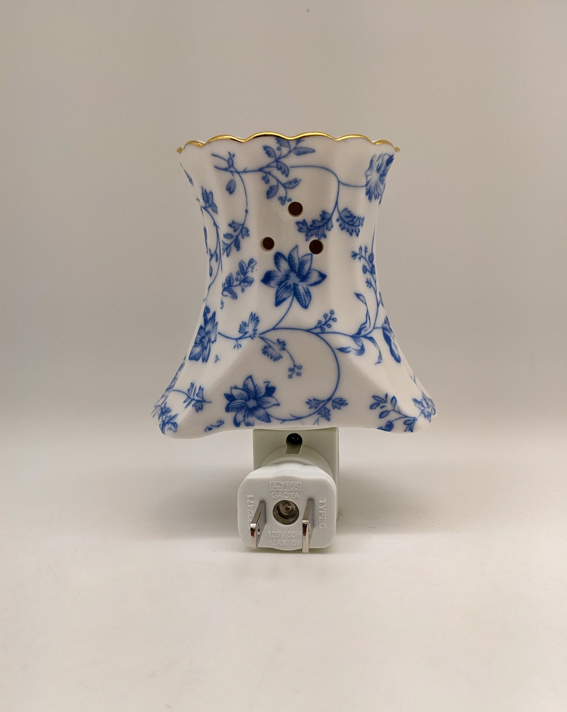 Blue Floral Lamp Nightlight (14k gold)/Oil Burner