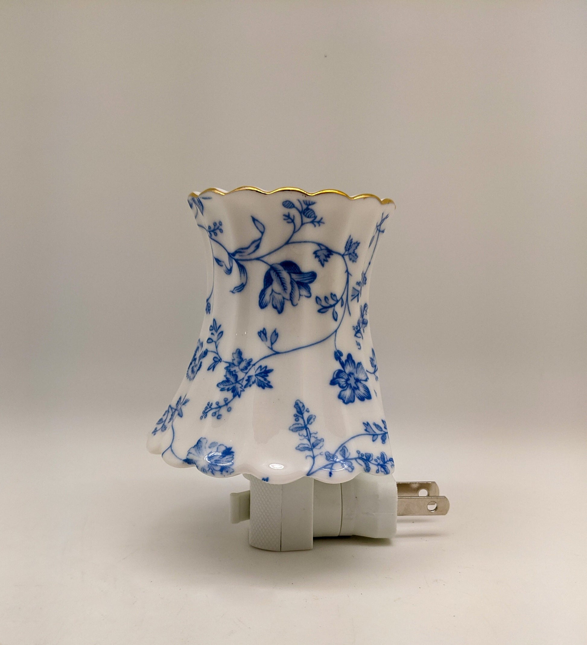 Blue Floral Lamp Nightlight (14k gold)/Oil Burner