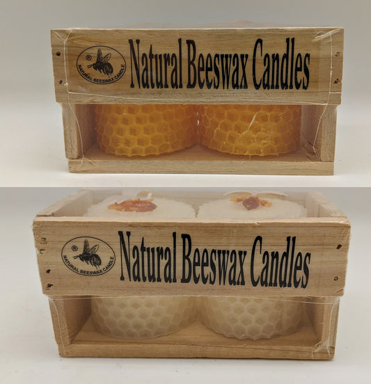 Pure Beeswax Candles (Small 2.5" set of 2) White/Yellow