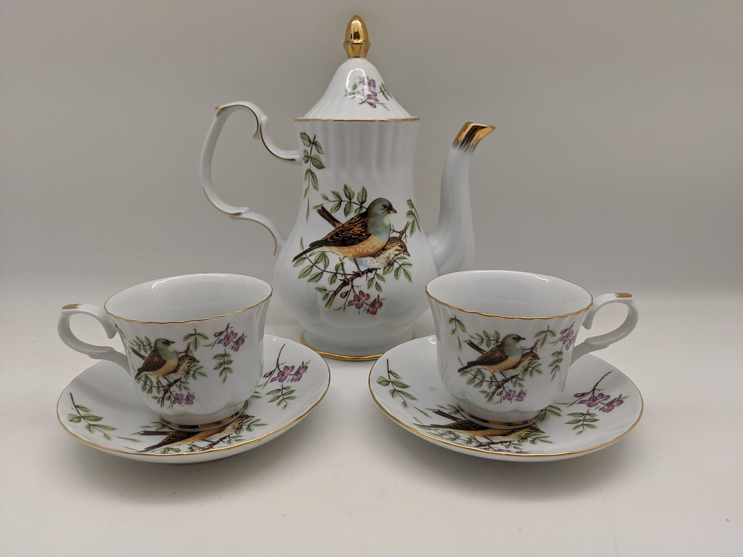 24k Gold Gilded Sparrow Tea Set