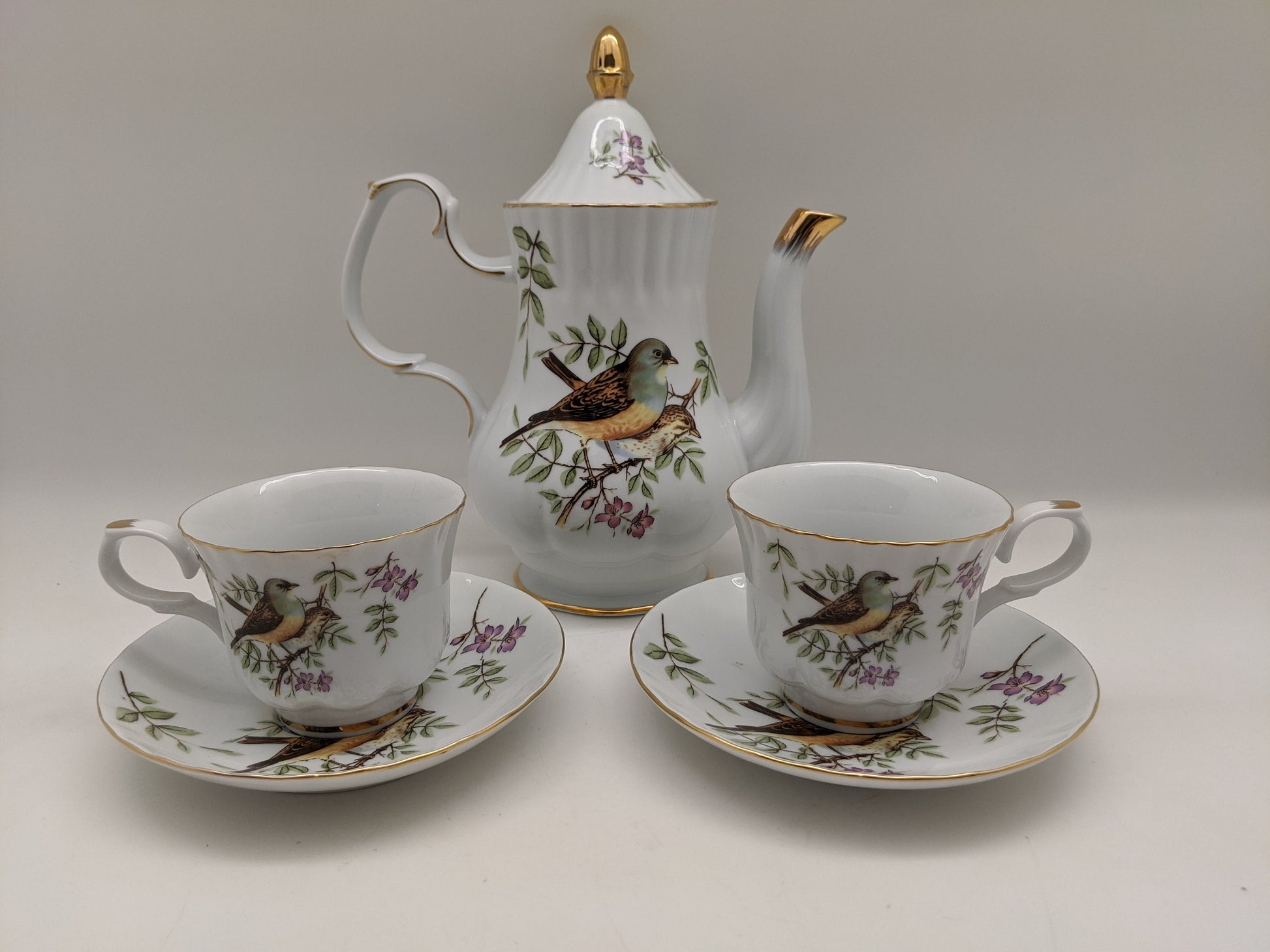 24k Gold Gilded Sparrow Tea Set