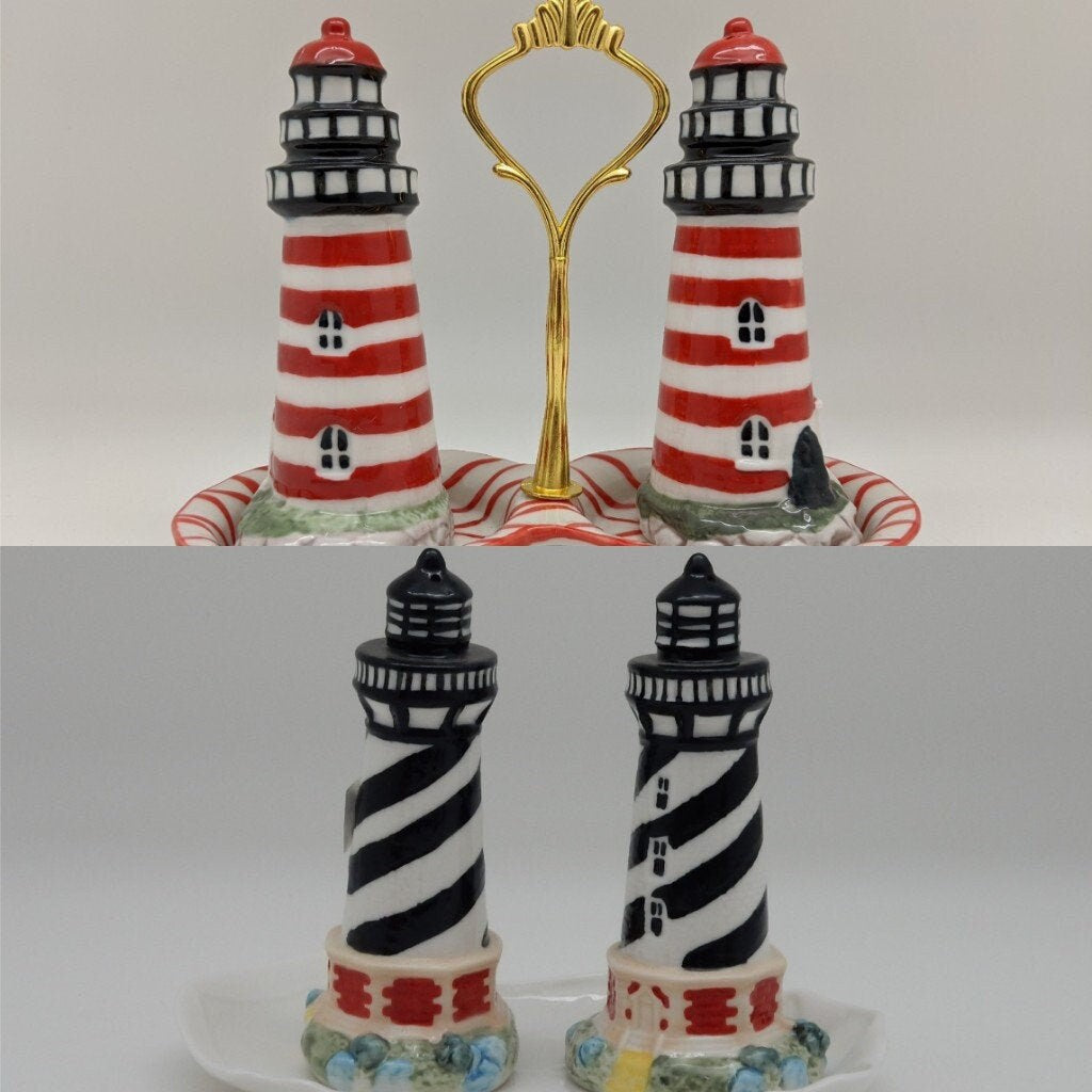 Porcelain Lighthouse Salt & Pepper Shakers