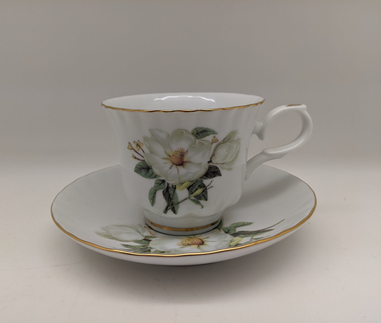 Vintage Magnolia Porcelain Tea Set (24k Gold Gilded)With A Metal Rack