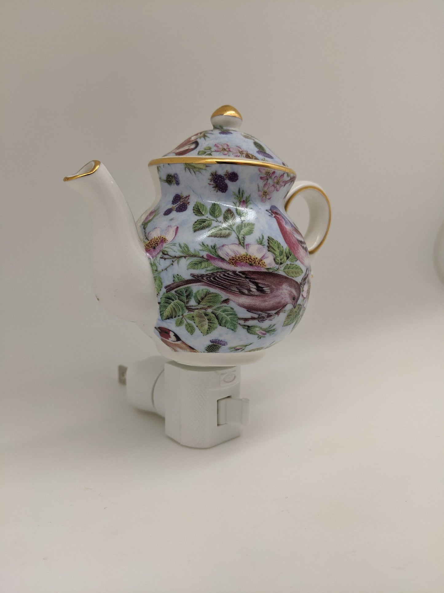 Gold Gilded Sparrows Teapot Nightlight