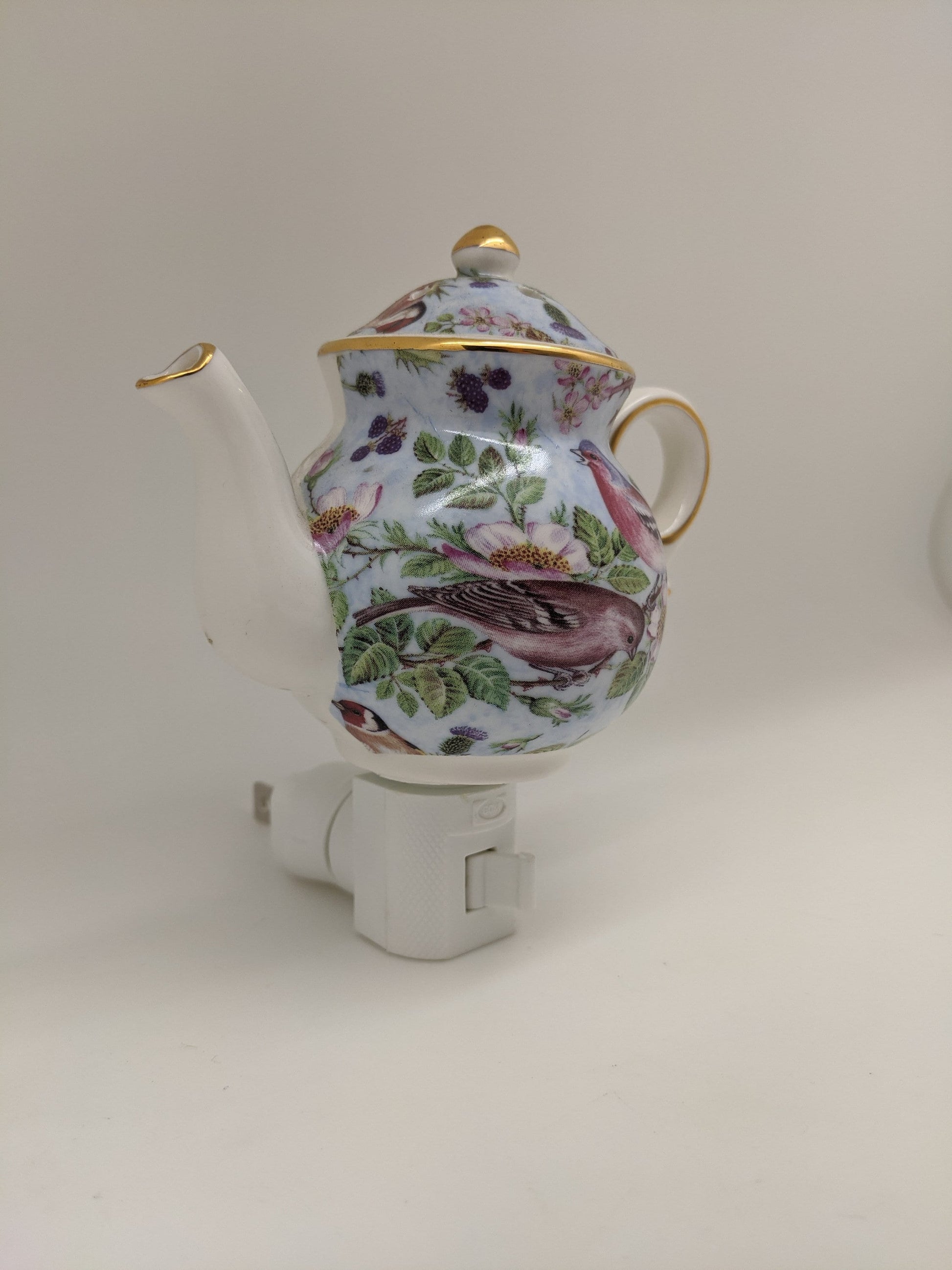 Gold Gilded Sparrows Teapot Nightlight