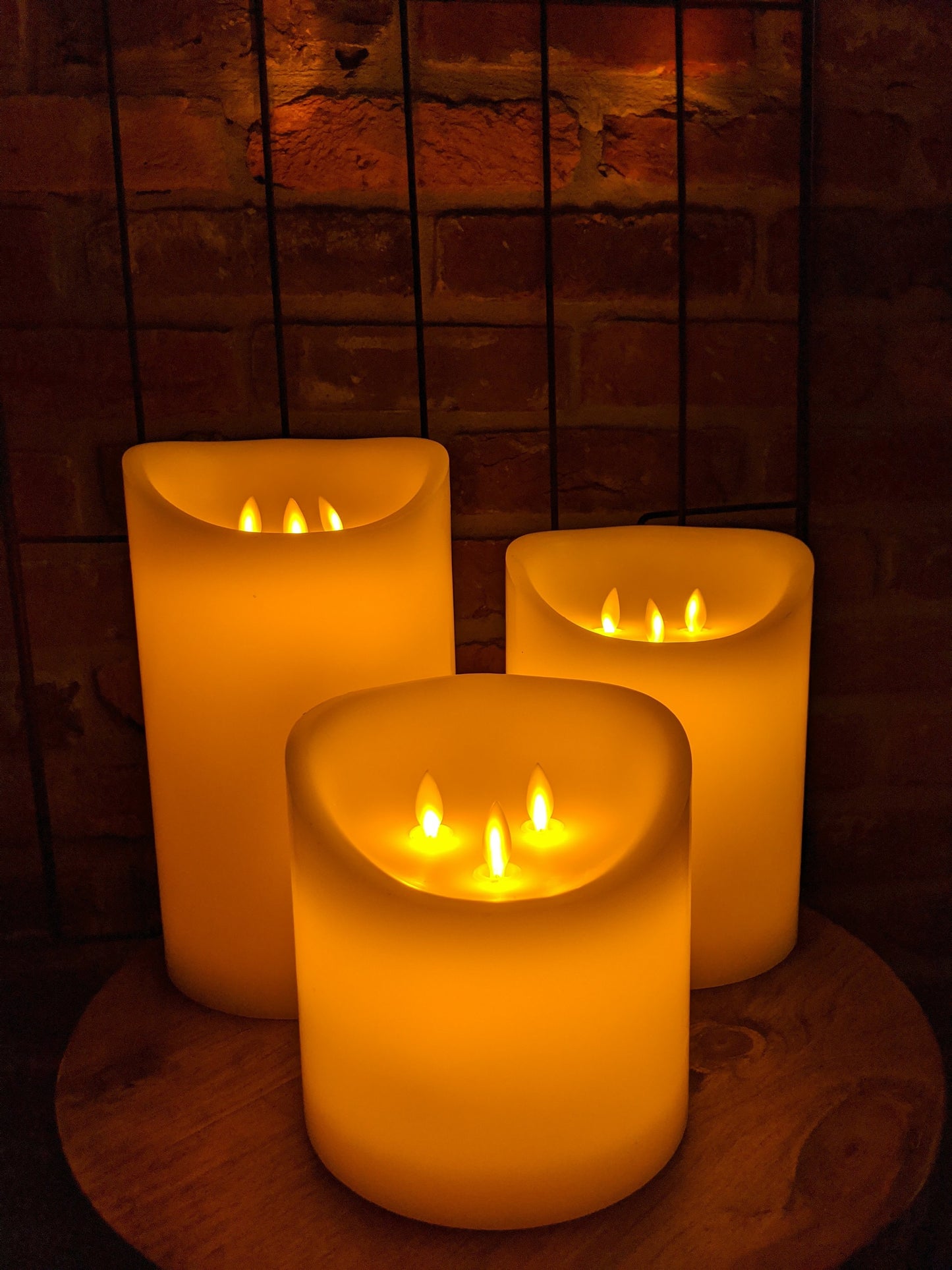 LED Candles with 3 Flickering Wicks (Cream and Mahogany)