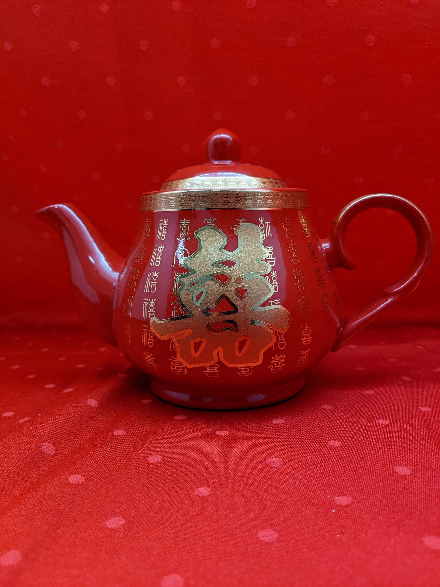 Double Happiness Hundreds of Blessings Red Tea Set Chinese Wedding Tea Ceremony