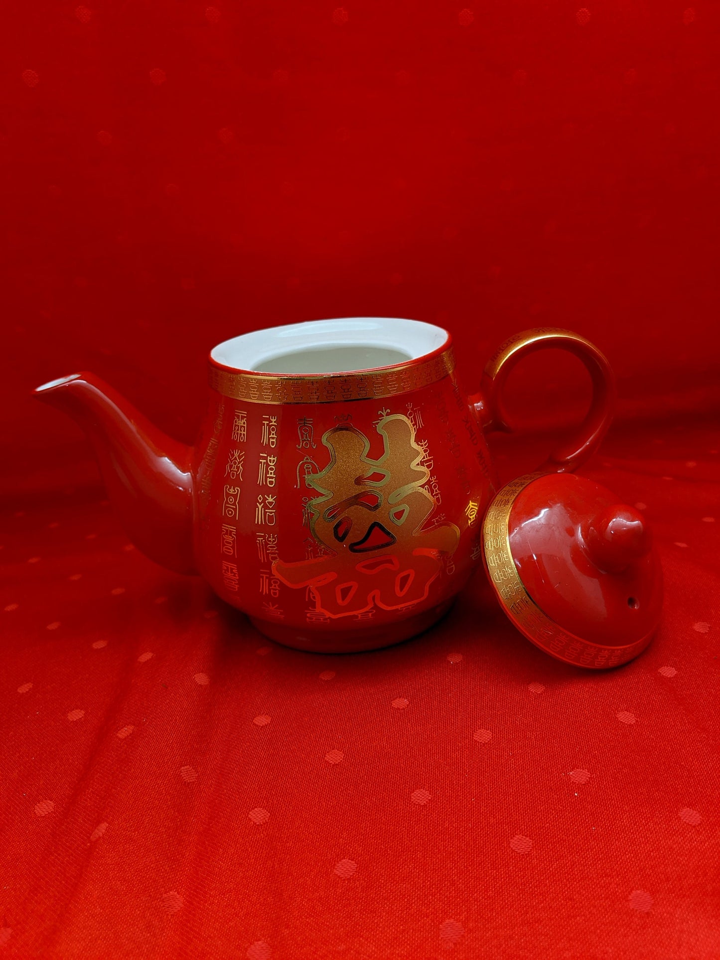 Double Happiness Hundreds of Blessings Red Tea Set Chinese Wedding Tea Ceremony