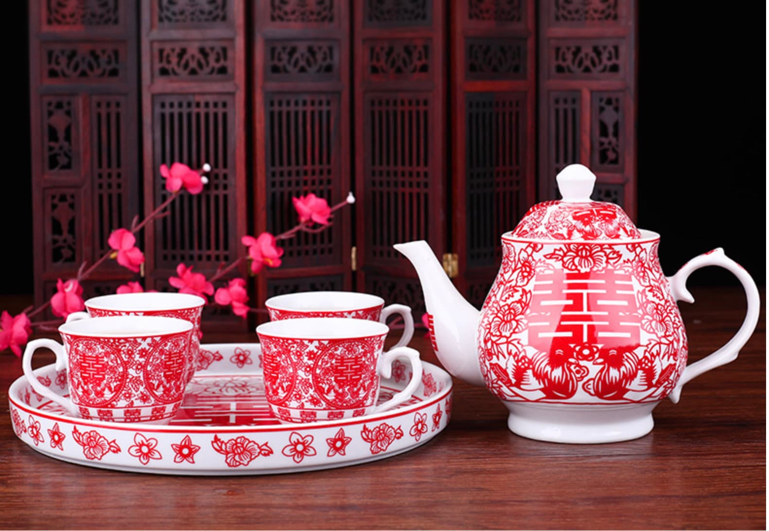 Wedding Double Happiness Tea Set For Tea Ceremony