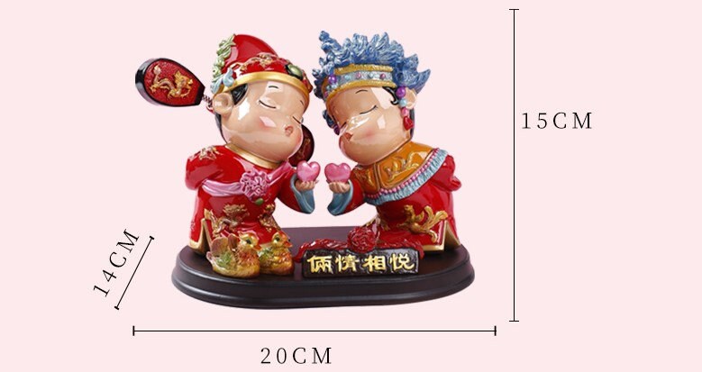 Traditional Oriental Love Bride and Broom Polyreslin Figurine