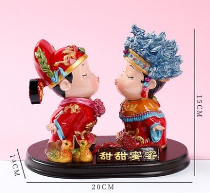 Traditional Oriental Love Bride and Broom Polyreslin Figurine