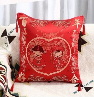 Double Sided Oriental Wedding Pillows/Tea Ceremony
