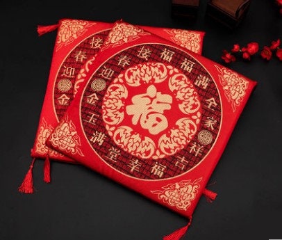 Double Fu Blessing kneeling pad/Cushion-For Tea Ceremony/wedding