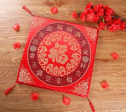 Double Fu Blessing kneeling pad/Cushion-For Tea Ceremony/wedding
