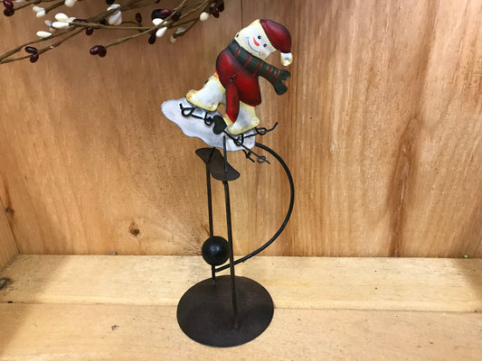 10‘’ little snowman skiing tin balance