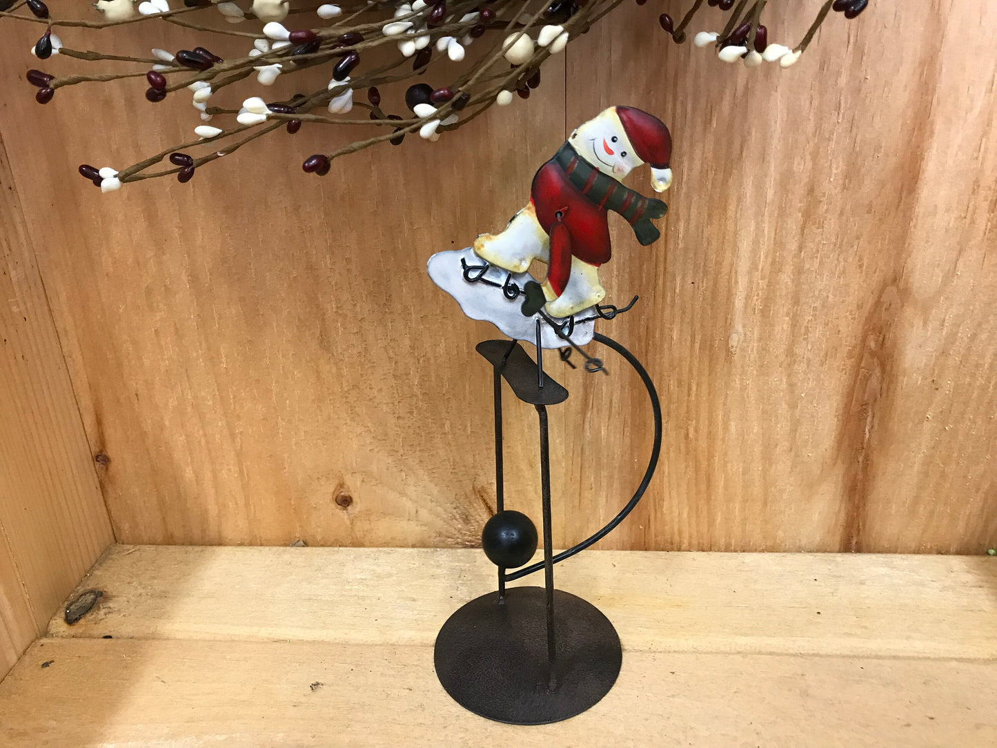 10‘’ little snowman skiing tin balance