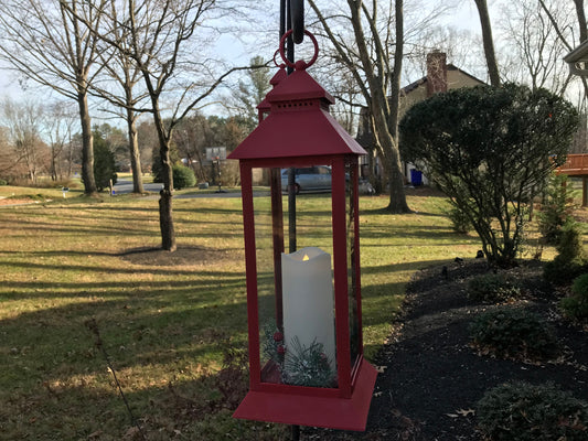 Red Lantern with One or three -Pillars Flickering LED Candle