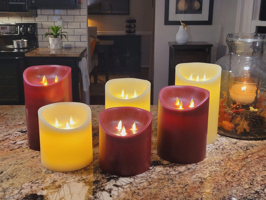 LED Candles with 3 Flickering Wicks (Cream and Mahogany)