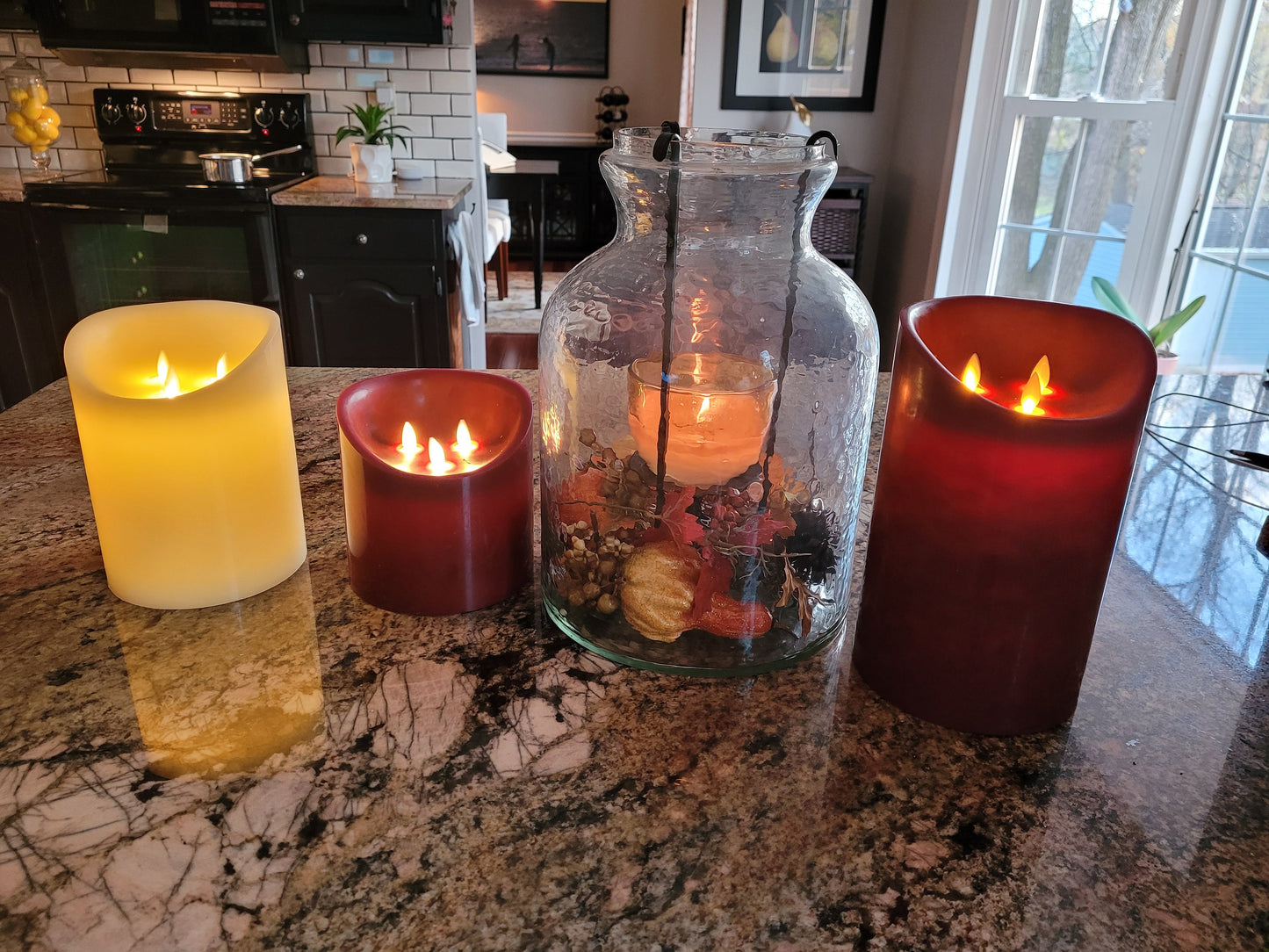 LED Candles with 3 Flickering Wicks (Cream and Mahogany)