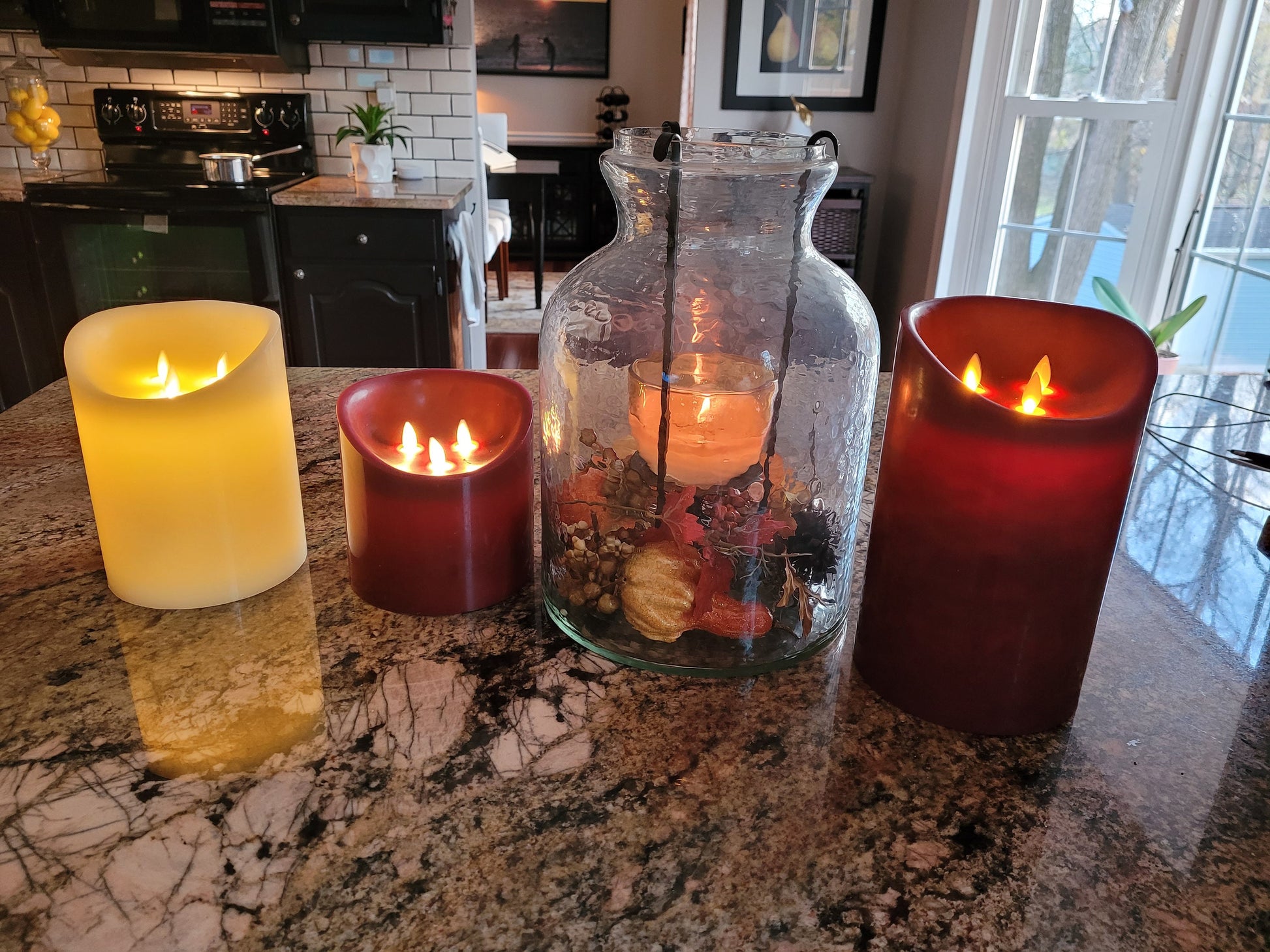 LED Candles with 3 Flickering Wicks (Cream and Mahogany)